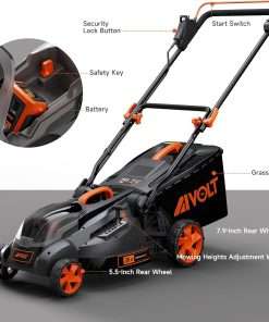AIVOLT Cordless Lawn Mower Battery Powered 16-inch Brushless Lawn Mowers Walk-Behind Push Grass Mower with 36V 4.0Ah Battery and Charger - 5