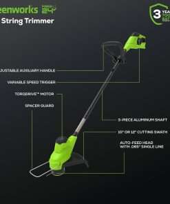 Greenworks 48V (2x24V) 20 Cordless Push Mower, 12 String Trimmer, 320 CFM Blower，10 Chainsaw，and 22 Hedge Trimmer Combo Kit - 4