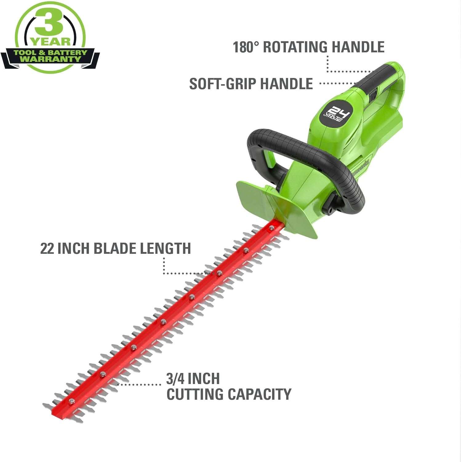 Greenworks 48V (2x24V) 20 Cordless Push Mower, 12 String Trimmer, 320 CFM Blower，10 Chainsaw，and 22 Hedge Trimmer Combo Kit - 5