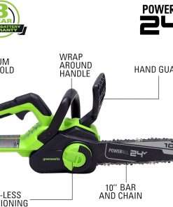 Greenworks 48V (2x24V) 20 Cordless Push Mower, 12 String Trimmer, 320 CFM Blower，10 Chainsaw，and 22 Hedge Trimmer Combo Kit - 6