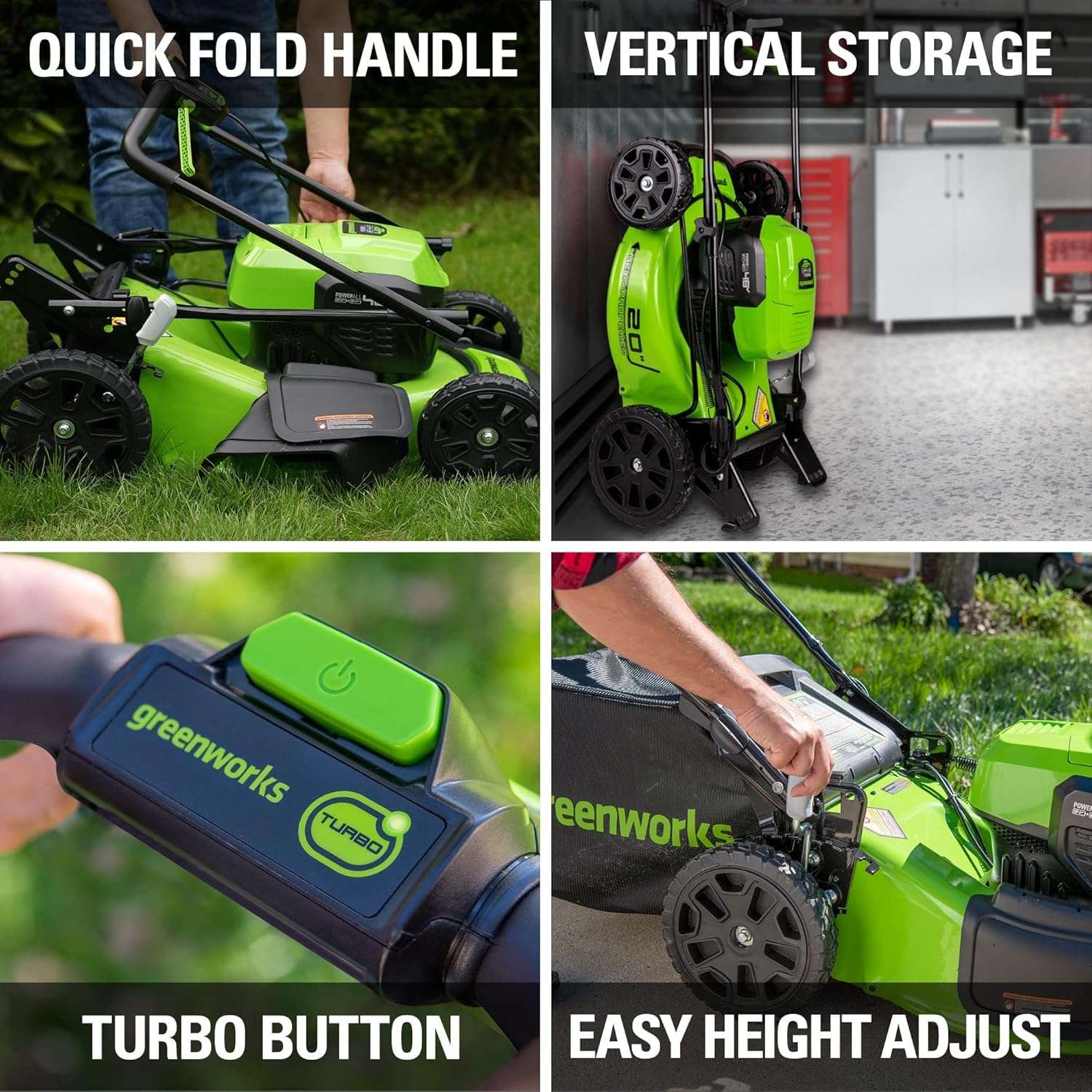 Greenworks 48V (2x24V) 20 Cordless Push Mower, 12 String Trimmer, 320 CFM Blower，10 Chainsaw，and 22 Hedge Trimmer Combo Kit - 7
