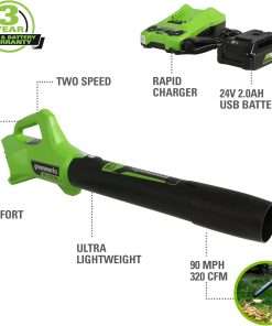 Greenworks 48V (2x24V) 21 Cordless Battery Self-Propelled Mower, 10 String Trimmer & 320 CFM Blower Combo Kit w- (2) 5.0Ah Batteries, (1) 2.0Ah Battery & Chargers - 3