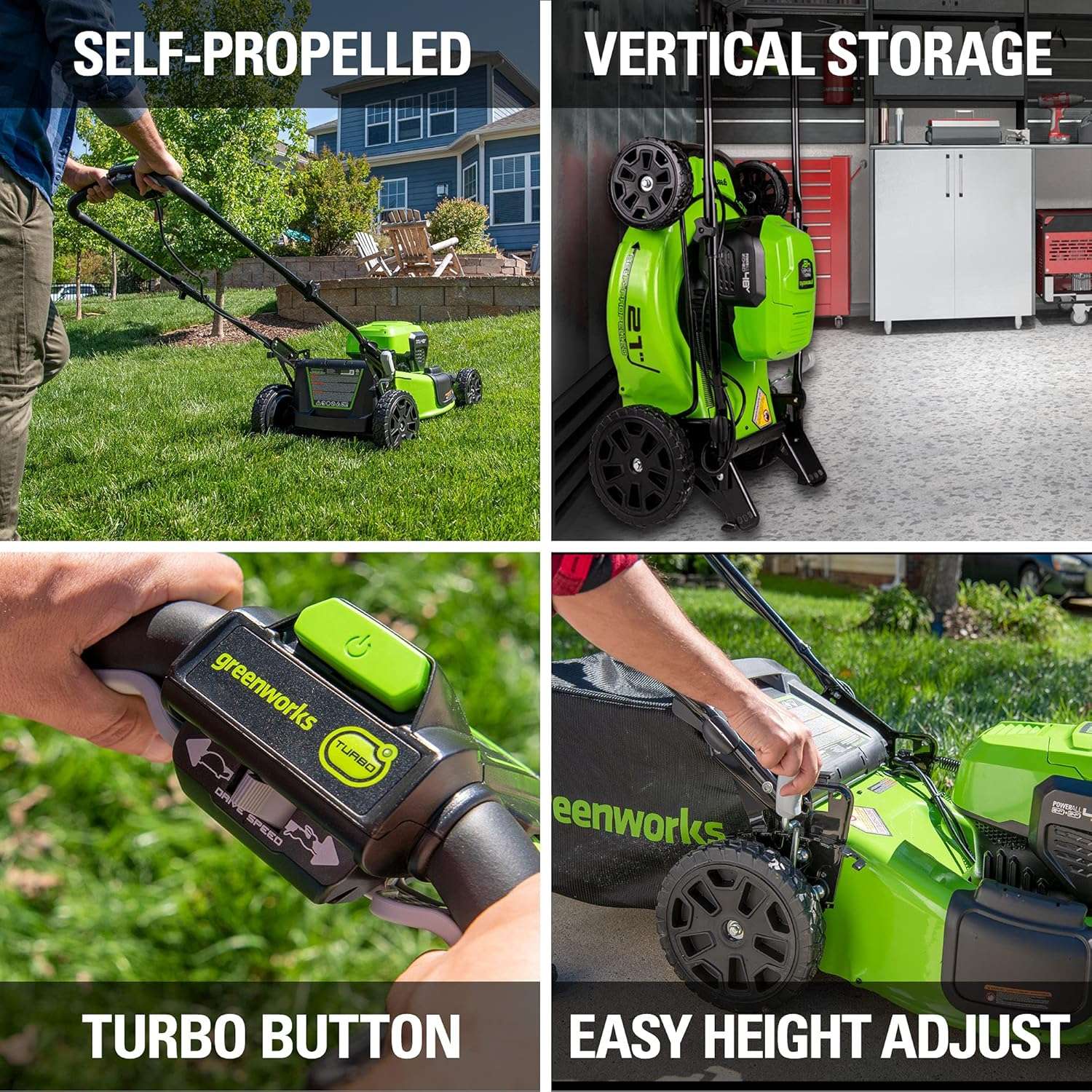 Greenworks 48V (2x24V) 21 Cordless Battery Self-Propelled Mower, 10 String Trimmer & 320 CFM Blower Combo Kit w- (2) 5.0Ah Batteries, (1) 2.0Ah Battery & Chargers - 5