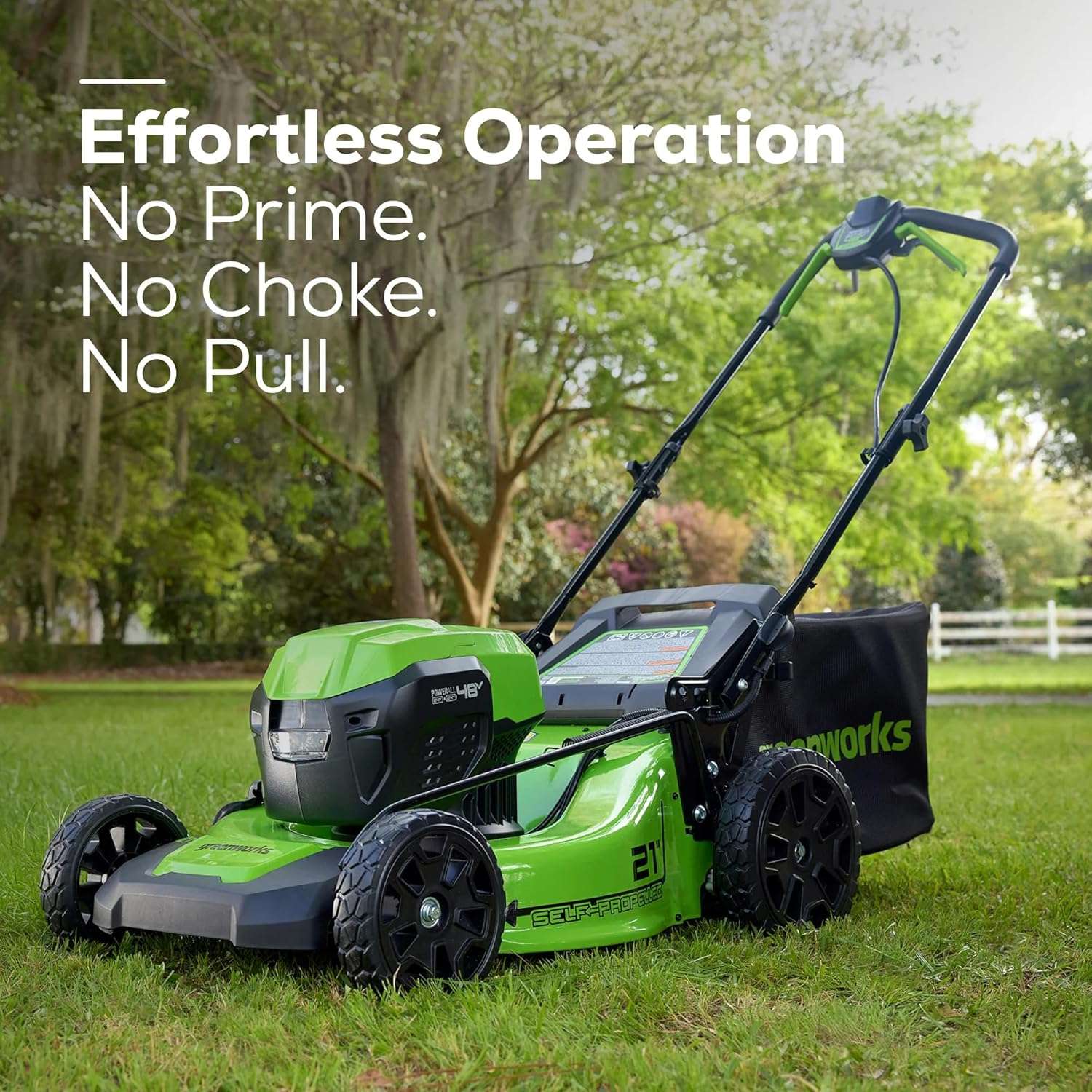 Greenworks 48V (2x24V) 21 Cordless Battery Self-Propelled Mower, 10 String Trimmer & 320 CFM Blower Combo Kit w- (2) 5.0Ah Batteries, (1) 2.0Ah Battery & Chargers - 6