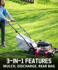PowerSmart Self Propelled Gas Lawn Mower, 21-Inch 170cc OHV Engine RWD Single-Speed 3-in-1 with Bagging 2024 Version - 2