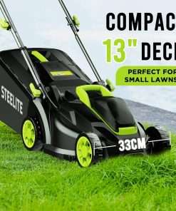 STEELITE 13-Inch Cordless Lawn Mower, 21V 4.0Ah Electric Mower with Brushless Motor, 5-Position Height Adjustment, Lightweight, 8-Gallon Grass Bag, Battery & Charger Included - 2