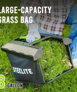 STEELITE 13-Inch Cordless Lawn Mower, 21V 4.0Ah Electric Mower with Brushless Motor, 5-Position Height Adjustment, Lightweight, 8-Gallon Grass Bag, Battery & Charger Included - 6