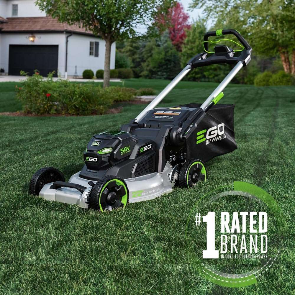 EGO Power+ LM2206SP 56-Volt 22-Inch Aluminum Deck Select Cut Self-Propelled Cordless Lawn Mower with 10.0Ah Battery, 700W Turbo Charger Included Plus Extra BA2800T 5.0Ah Battery - 2