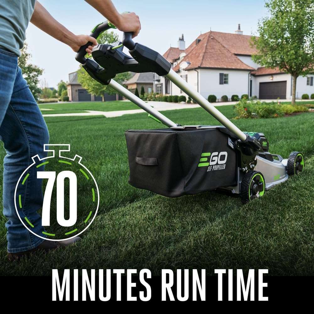 EGO Power+ LM2206SP 56-Volt 22-Inch Aluminum Deck Select Cut Self-Propelled Cordless Lawn Mower with 10.0Ah Battery, 700W Turbo Charger Included Plus Extra BA2800T 5.0Ah Battery - 4