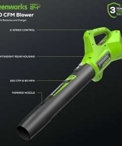 Greenworks 48V 17 Brushless Mower+12 String Trimmer +320CFM Blower, 4.0Ah Batteries and 2A Dual Port Charger - 3
