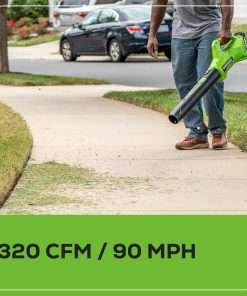 Greenworks 48V 17 Brushless Mower+12 String Trimmer +320CFM Blower, 4.0Ah Batteries and 2A Dual Port Charger - 7