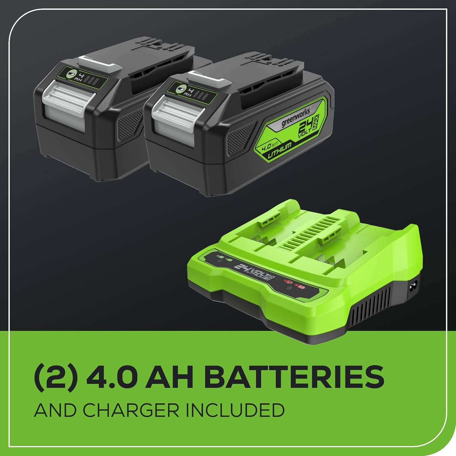 Greenworks 48V 17 Brushless Mower+12 String Trimmer +320CFM Blower, 4.0Ah Batteries and 2A Dual Port Charger - 9
