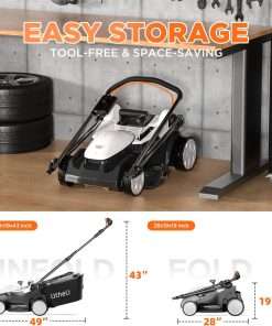 Litheli 40V 16 Electric Lawn Mower Cordless, Brushless Lawnmower with 6-Height Adjust, Portable & Lightweight Push Battery Powered Lawn Mower - 4