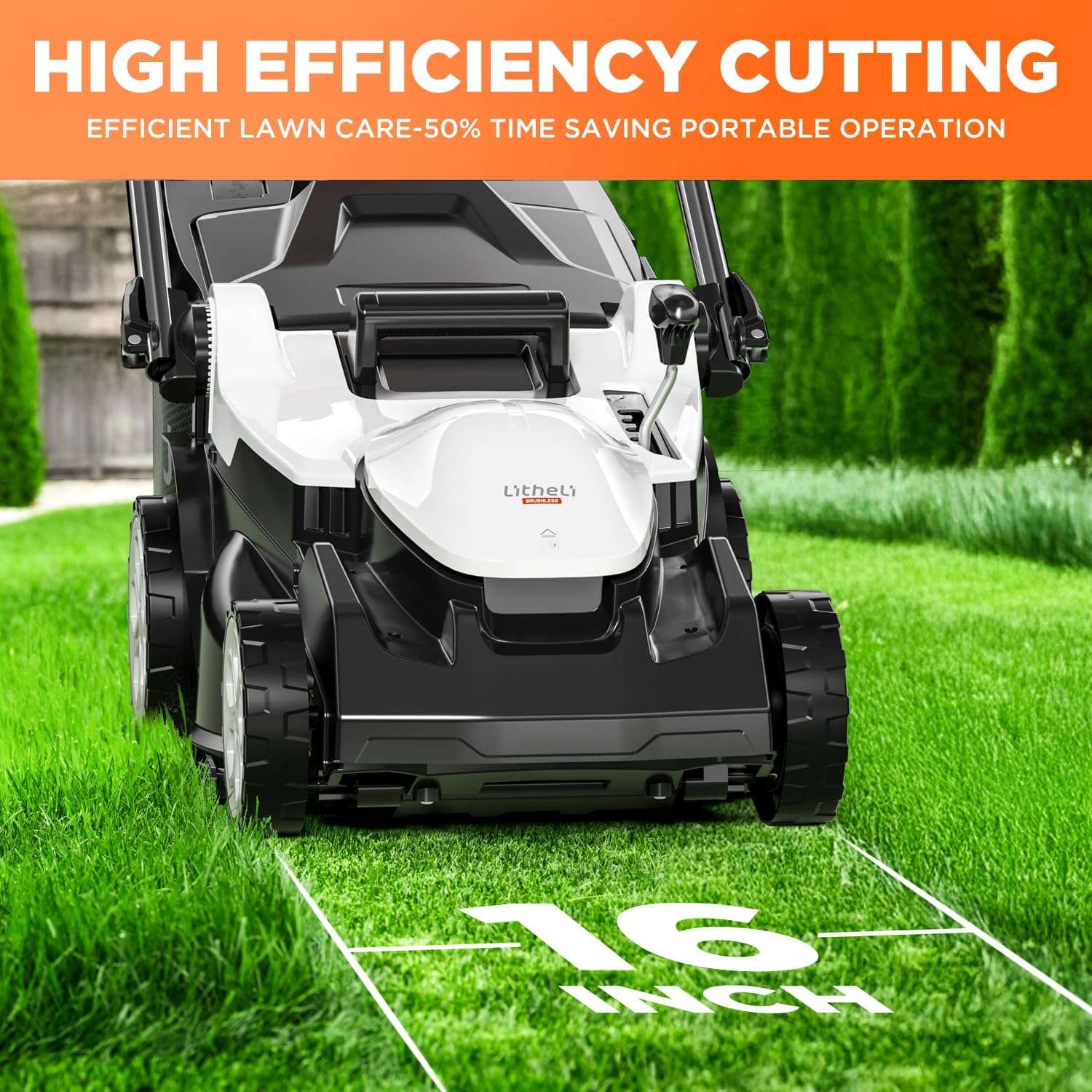 Litheli 40V 16 Electric Lawn Mower Cordless, Brushless Lawnmower with 6-Height Adjust, Portable & Lightweight Push Battery Powered Lawn Mower - 7