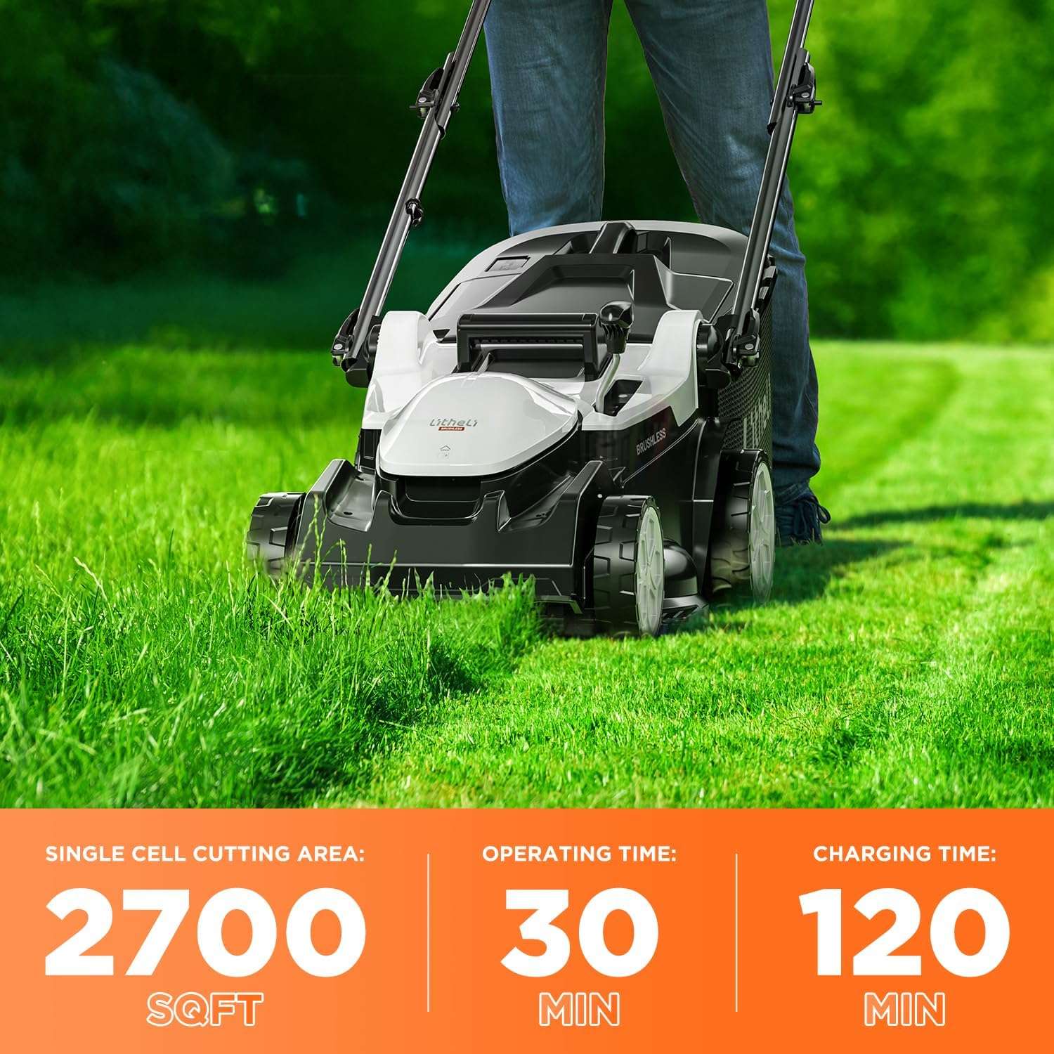 Litheli 40V 16 Electric Lawn Mower Cordless, Brushless Lawnmower with 6-Height Adjust, Portable & Lightweight Push Battery Powered Lawn Mower - 8