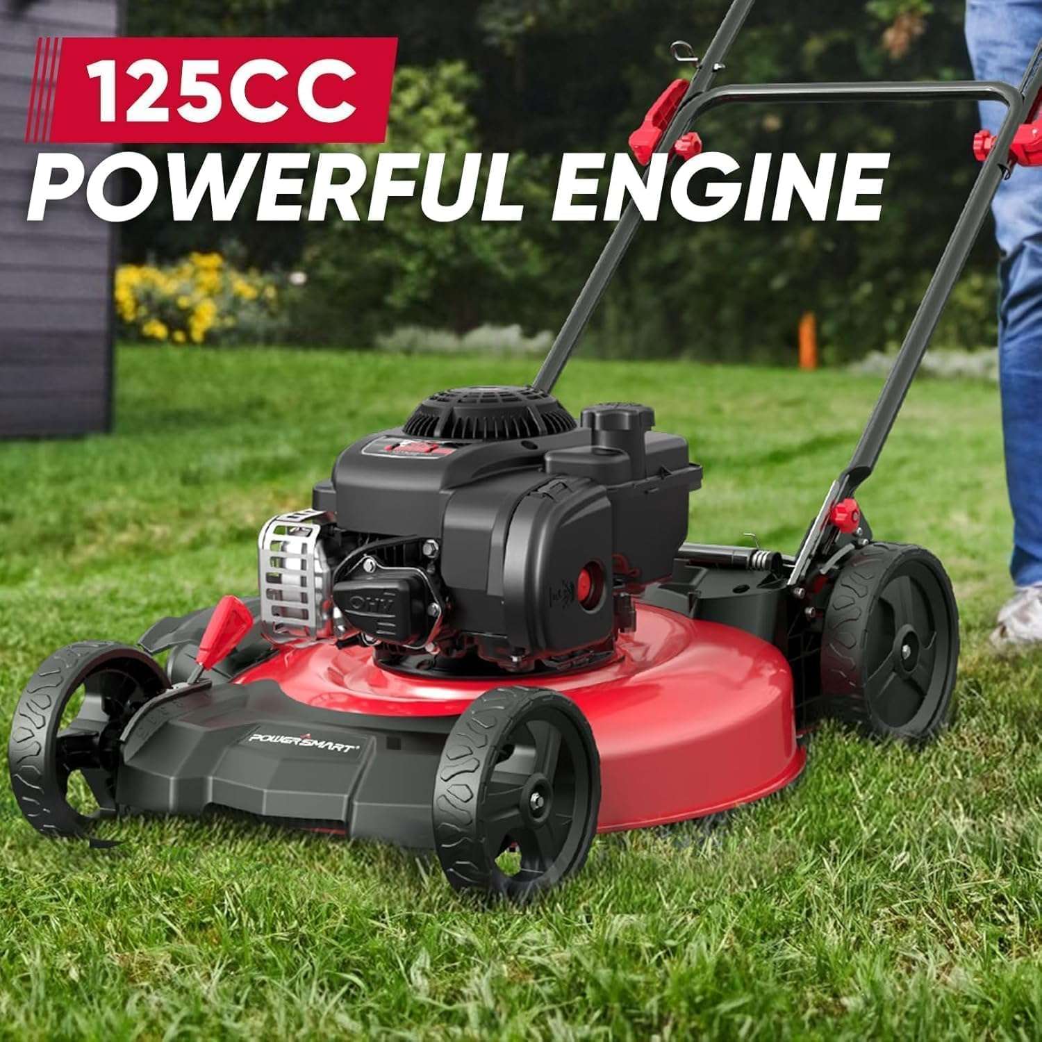 PowerSmart 21 Push Lawn Mower, B&S 125cc Engine, 2-in-1 Mulching and Side Discharge, Lightweight, Easy Assembly, Cordless Push Lawn Mowers for Garden Yard - 6