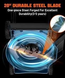 SENIX 20-Inch Gas Lawn Mower with 125 cc 4-Cycle Briggs & Stratton Engine, Side Discharge, 5-Position Single Wheel Height Adjustment - 10