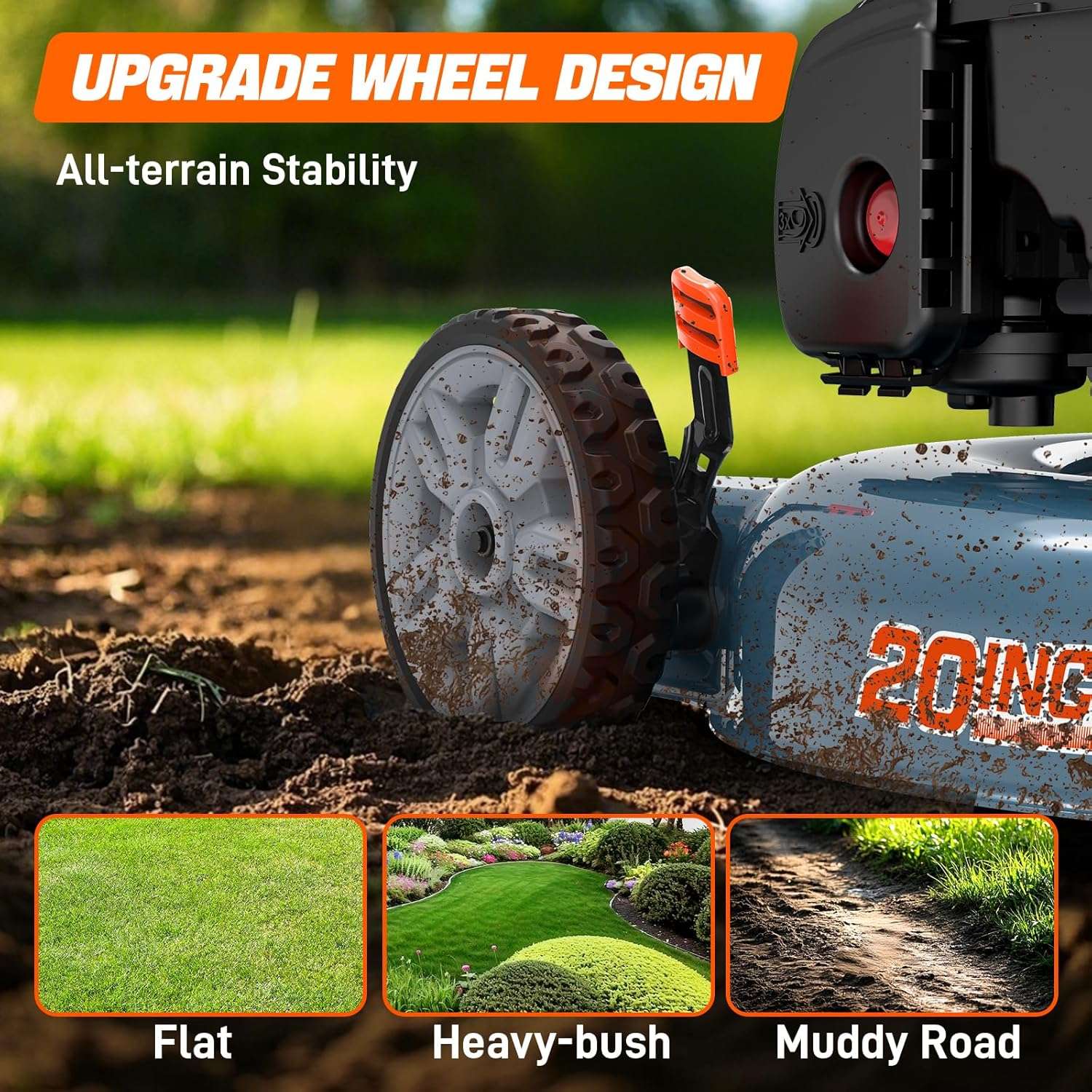 SENIX 20-Inch Gas Lawn Mower with 125 cc 4-Cycle Briggs & Stratton Engine, Side Discharge, 5-Position Single Wheel Height Adjustment - 13