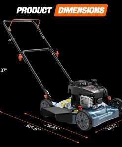 SENIX 20-Inch Gas Lawn Mower with 125 cc 4-Cycle Briggs & Stratton Engine, Side Discharge, 5-Position Single Wheel Height Adjustment - 5