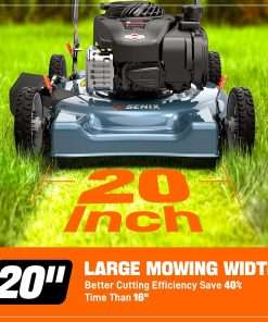 SENIX 20-Inch Gas Lawn Mower with 125 cc 4-Cycle Briggs & Stratton Engine, Side Discharge, 5-Position Single Wheel Height Adjustment - 7