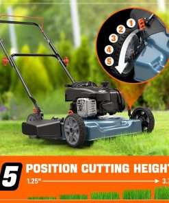 SENIX 20-Inch Gas Lawn Mower with 125 cc 4-Cycle Briggs & Stratton Engine, Side Discharge, 5-Position Single Wheel Height Adjustment - 8
