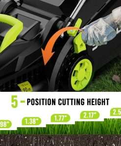 Steelite 13.2 Electric Lawn Mower for Small Yards - 2-in-1 Compact, Lightweight Brushless Motor, 21V 4.0Ah Battery & Charger Included, Green - 5