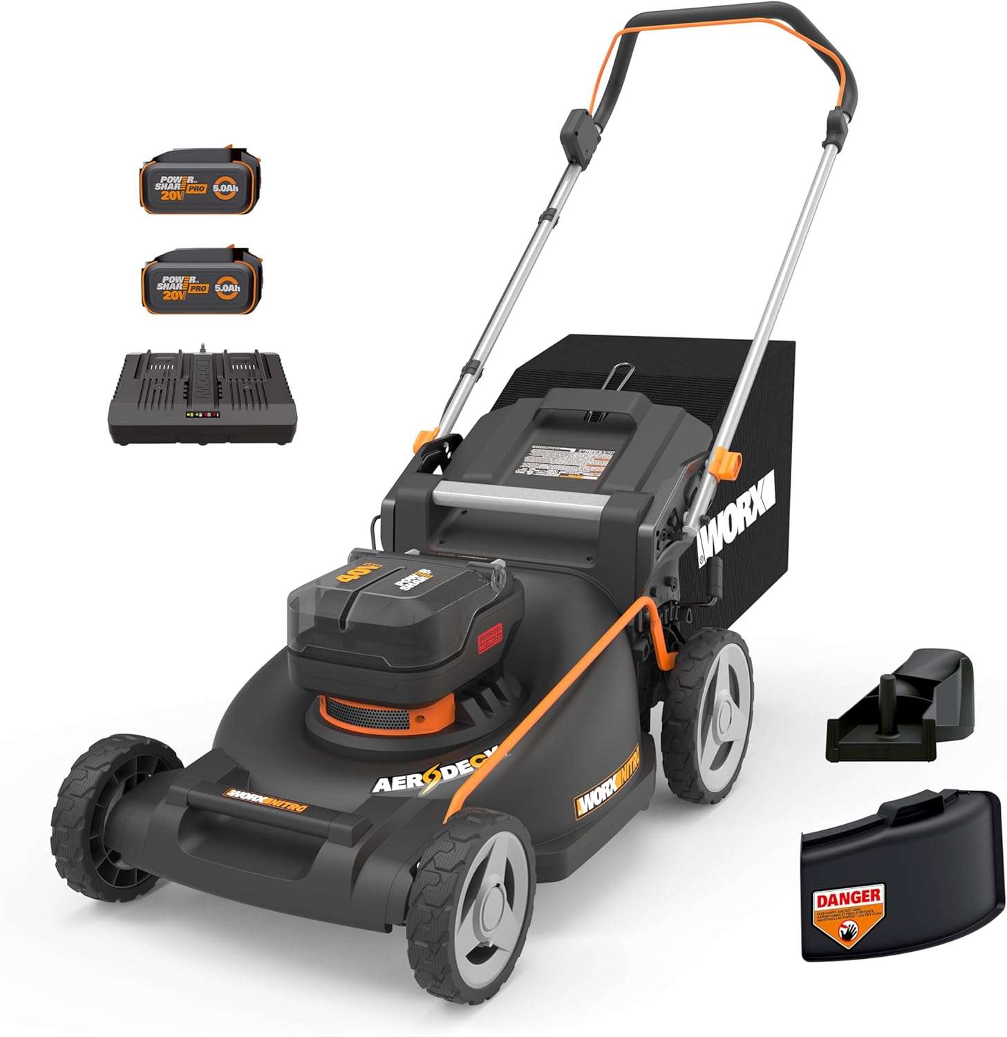 WORX Nitro 40V 21 Cordless Lawn Mower w-Aerodeck & Intellicut, Brushless Electric Mower Up to 1-2 Acre, Push Lawn Mower w- 7-Position Height Adjustment WG752 - 1