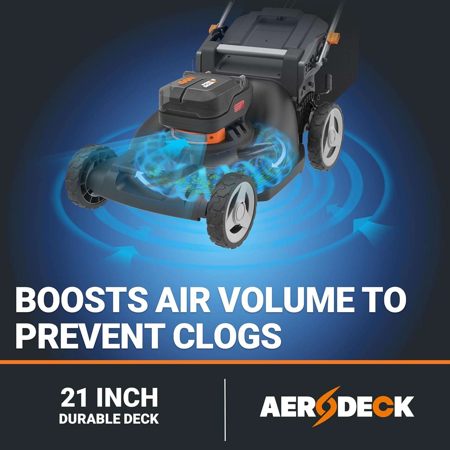 WORX Nitro 40V 21 Cordless Lawn Mower w-Aerodeck & Intellicut, Brushless Electric Mower Up to 1-2 Acre, Push Lawn Mower w- 7-Position Height Adjustment WG752 - 2