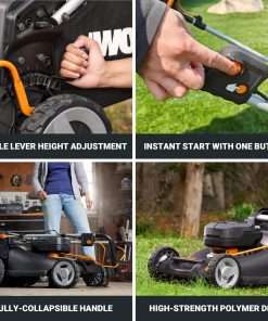 WORX Nitro 40V 21 Cordless Lawn Mower w-Aerodeck & Intellicut, Brushless Electric Mower Up to 1-2 Acre, Push Lawn Mower w- 7-Position Height Adjustment WG752 - 7