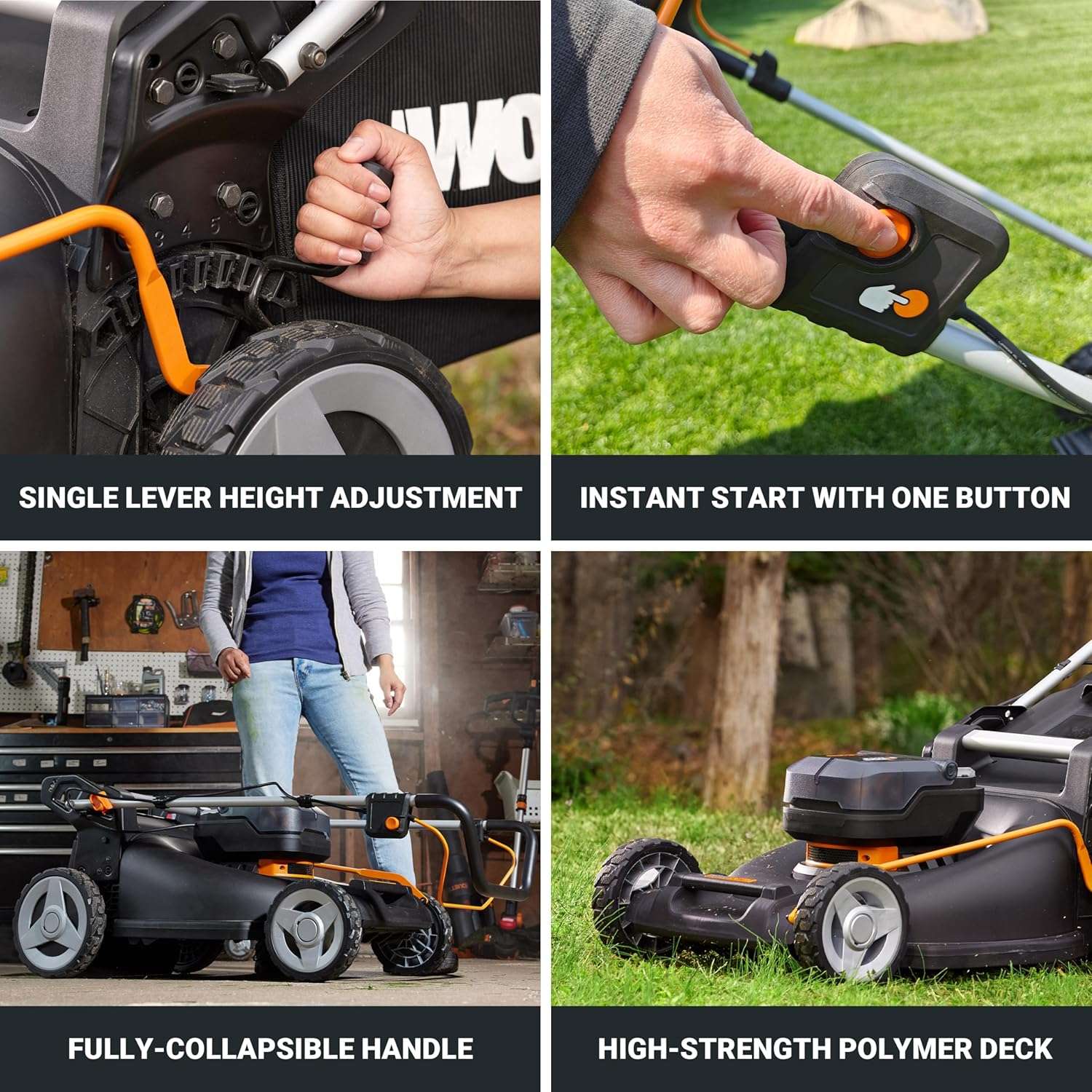 WORX Nitro 40V 21 Cordless Lawn Mower w-Aerodeck & Intellicut, Brushless Electric Mower Up to 1-2 Acre, Push Lawn Mower w- 7-Position Height Adjustment WG752 - 7