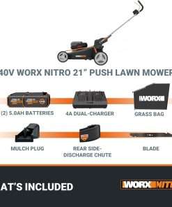 WORX Nitro 40V 21 Cordless Lawn Mower w-Aerodeck & Intellicut, Brushless Electric Mower Up to 1-2 Acre, Push Lawn Mower w- 7-Position Height Adjustment WG752 - 8