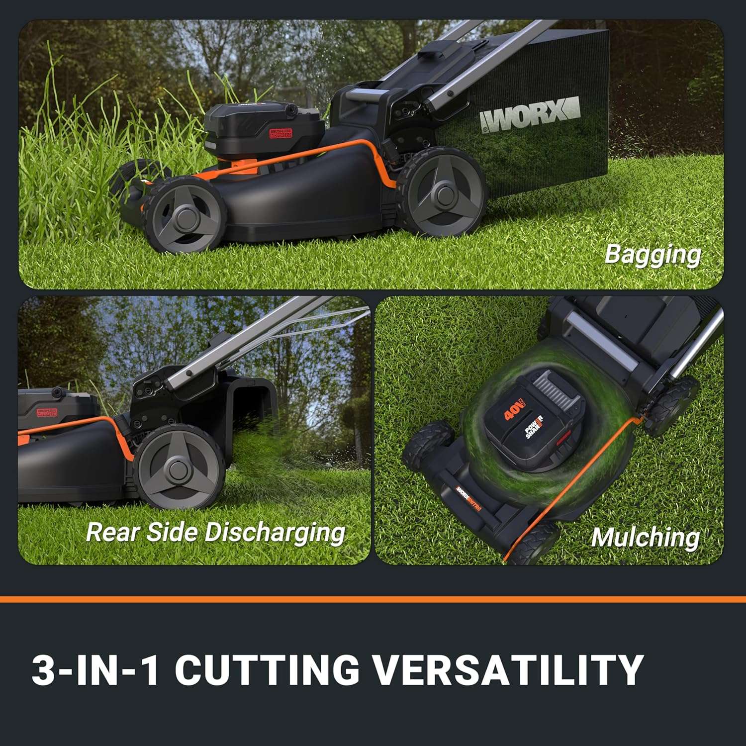WORX Nitro 40V 21 Cordless Lawn Mower with Aerodeck & Intellicut, Electric Mower with Variable Speed, Self-propelled Lawn Mower WG760 – PowerShare 5.0Ah Batteries & Charger Included - 4