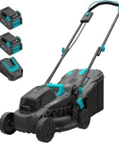 13 inch Electric Lawn Mower, 20V Cordless Mower, 5-Position Cutting Height Adjustment with 2x4.0Ah Battery & Charger - 1