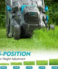 13 inch Electric Lawn Mower, 20V Cordless Mower, 5-Position Cutting Height Adjustment with 2x4.0Ah Battery & Charger - 2