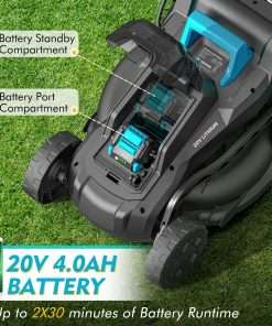 13 inch Electric Lawn Mower, 20V Cordless Mower, 5-Position Cutting Height Adjustment with 2x4.0Ah Battery & Charger - 4