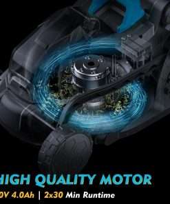 13 inch Electric Lawn Mower, 20V Cordless Mower, 5-Position Cutting Height Adjustment with 2x4.0Ah Battery & Charger - 6