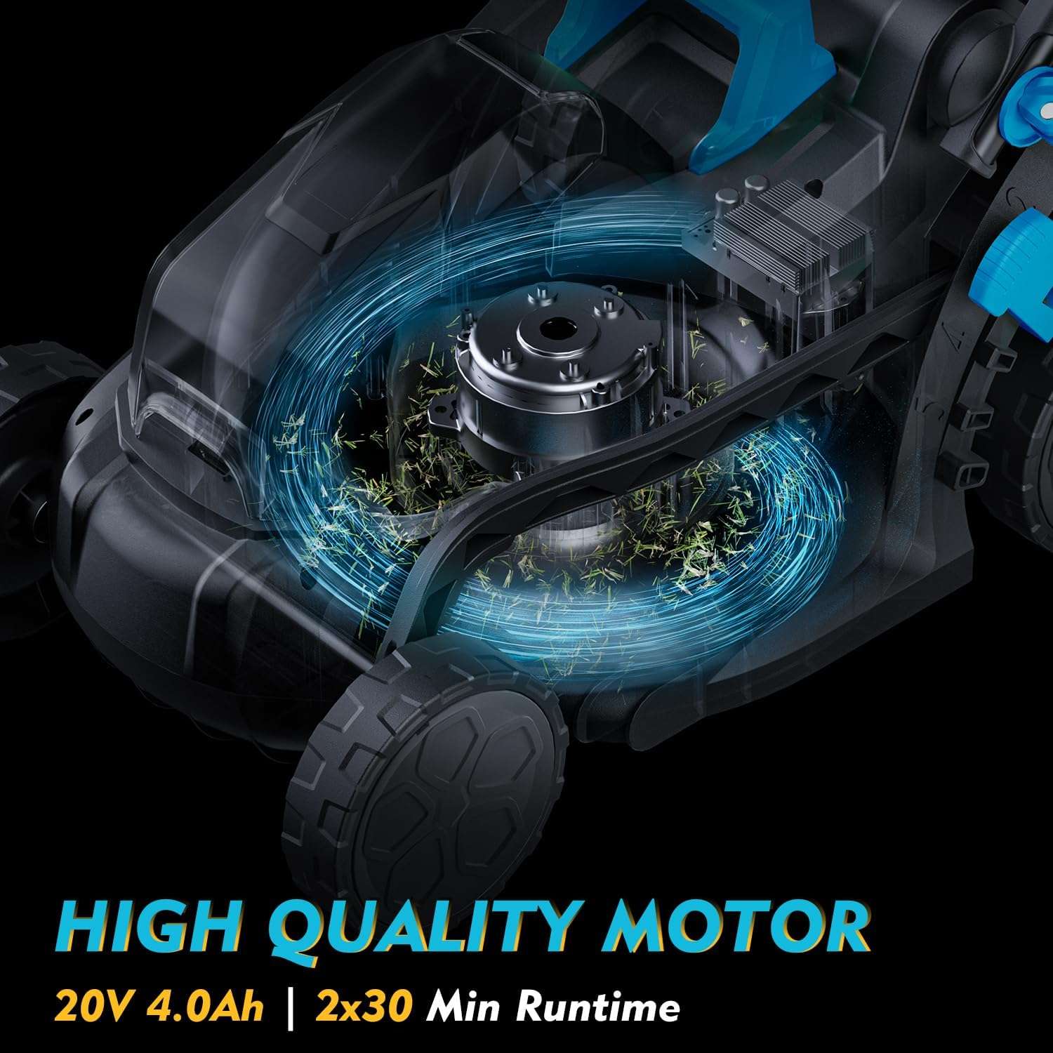 13 inch Electric Lawn Mower, 20V Cordless Mower, 5-Position Cutting Height Adjustment with 2x4.0Ah Battery & Charger - 6