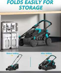 13 inch Electric Lawn Mower, 20V Cordless Mower, 5-Position Cutting Height Adjustment with 2x4.0Ah Battery & Charger - 8