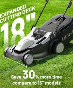 Litheli Lawn Mower 18 Electric Self Propelled for Garden Yards, Lightweight Cordless Lawn Mower Brushless with 6-Position Height Adjustment - 2