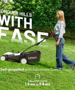 Litheli Lawn Mower 18 Electric Self Propelled for Garden Yards, Lightweight Cordless Lawn Mower Brushless with 6-Position Height Adjustment - 5