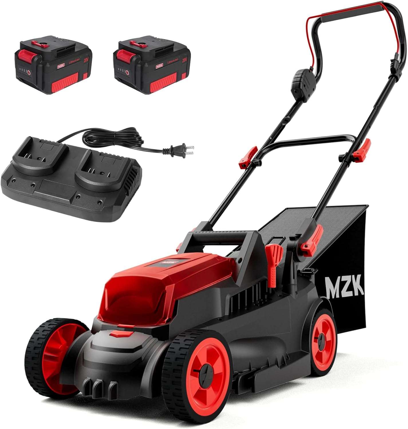 MZK 40V(2 x 20V) 13”Cordless Electric Lawn Mower,with 4-Position Height Adjustment,Compact and Lightweight Push Battery Powered Lawn Mower - 1