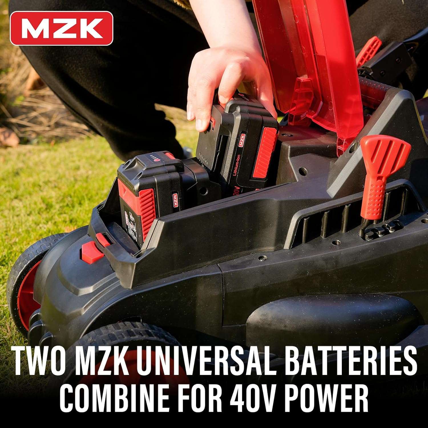 MZK 40V(2 x 20V) 13”Cordless Electric Lawn Mower,with 4-Position Height Adjustment,Compact and Lightweight Push Battery Powered Lawn Mower - 3