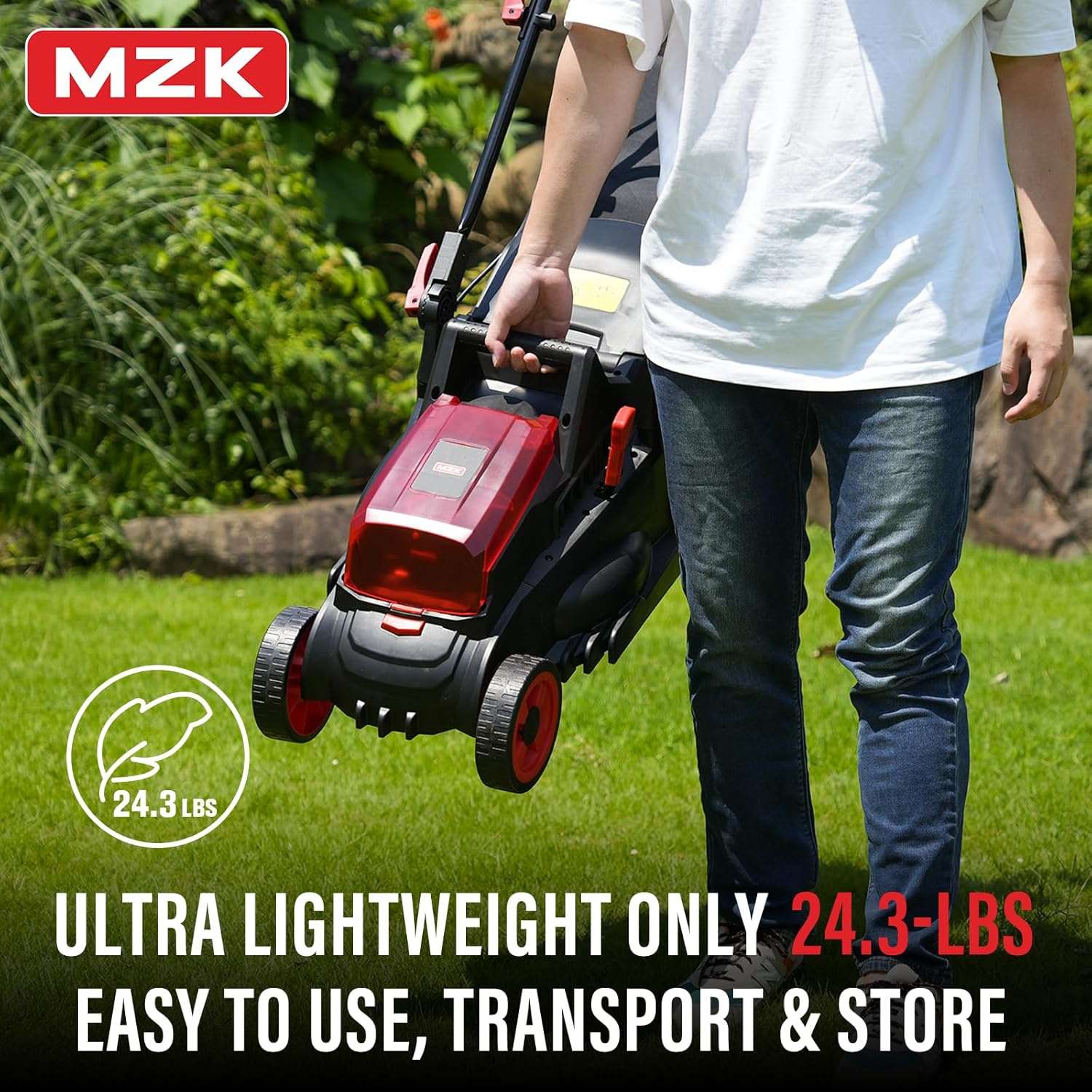 MZK 40V(2 x 20V) 13”Cordless Electric Lawn Mower,with 4-Position Height Adjustment,Compact and Lightweight Push Battery Powered Lawn Mower - 4