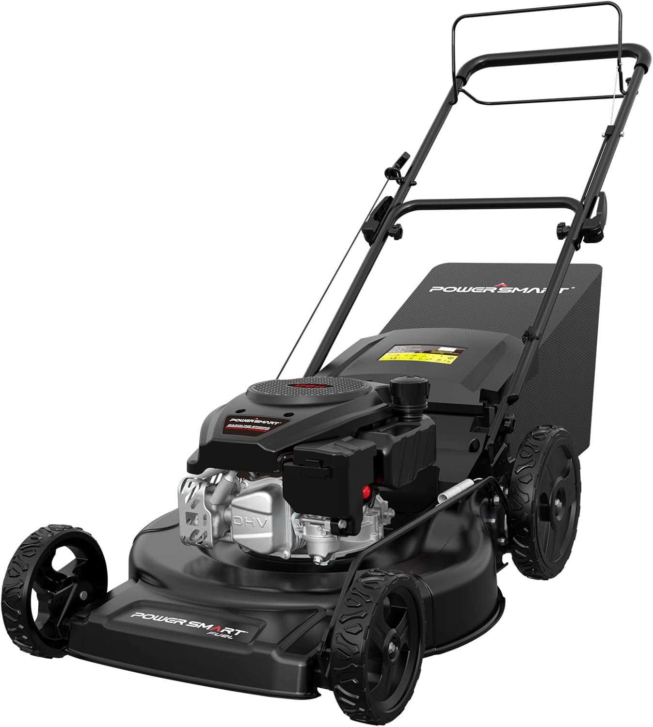 PowerSmart Self Propelled Gas Lawn Mower, 22 in. with 170cc OHV Engine, 3-in-1 Rear-Wheel-Drive High Wheels, Black - 1
