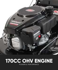 PowerSmart Self Propelled Gas Lawn Mower, 22 in. with 170cc OHV Engine, 3-in-1 Rear-Wheel-Drive High Wheels, Black - 2