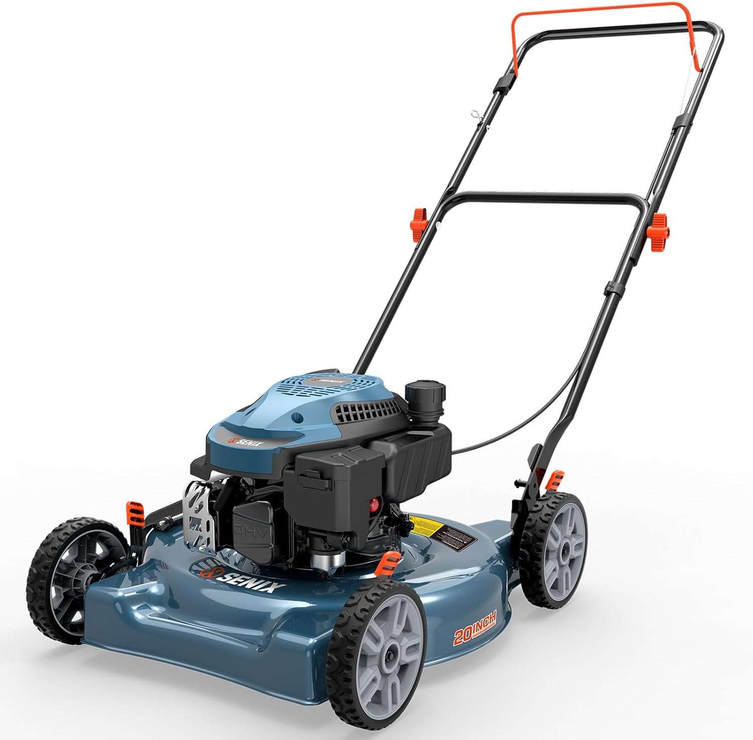 SENIX 144 cc Gas Lawn Mower, 20 inch 2-in-1 Push Mover with Mulching and Side Discharge, 4-Cycle Engine, 5 Position Cutting Height Adjustment for Lawn, Yard and Garden - 1