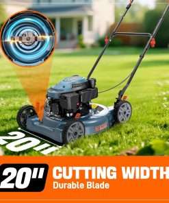 SENIX 144 cc Gas Lawn Mower, 20 inch 2-in-1 Push Mover with Mulching and Side Discharge, 4-Cycle Engine, 5 Position Cutting Height Adjustment for Lawn, Yard and Garden - 2