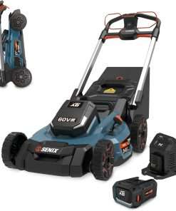 SENIX X6 60V 21-Inch 3-in-1 Cordless Lawn Mower with LED Light - 7 Height Adjustments, Smart Display, Bagging-Mulching-Side Discharge - 6Ah Li-ion Battery & Charger Included - 1