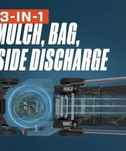 SENIX X6 60V 21-Inch 3-in-1 Cordless Lawn Mower with LED Light - 7 Height Adjustments, Smart Display, Bagging-Mulching-Side Discharge - 6Ah Li-ion Battery & Charger Included - 4