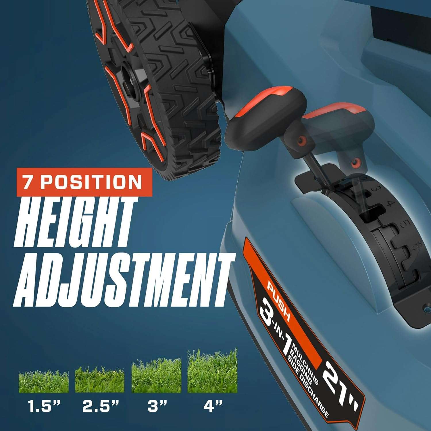 SENIX X6 60V 21-Inch 3-in-1 Cordless Lawn Mower with LED Light - 7 Height Adjustments, Smart Display, Bagging-Mulching-Side Discharge - 6Ah Li-ion Battery & Charger Included - 7